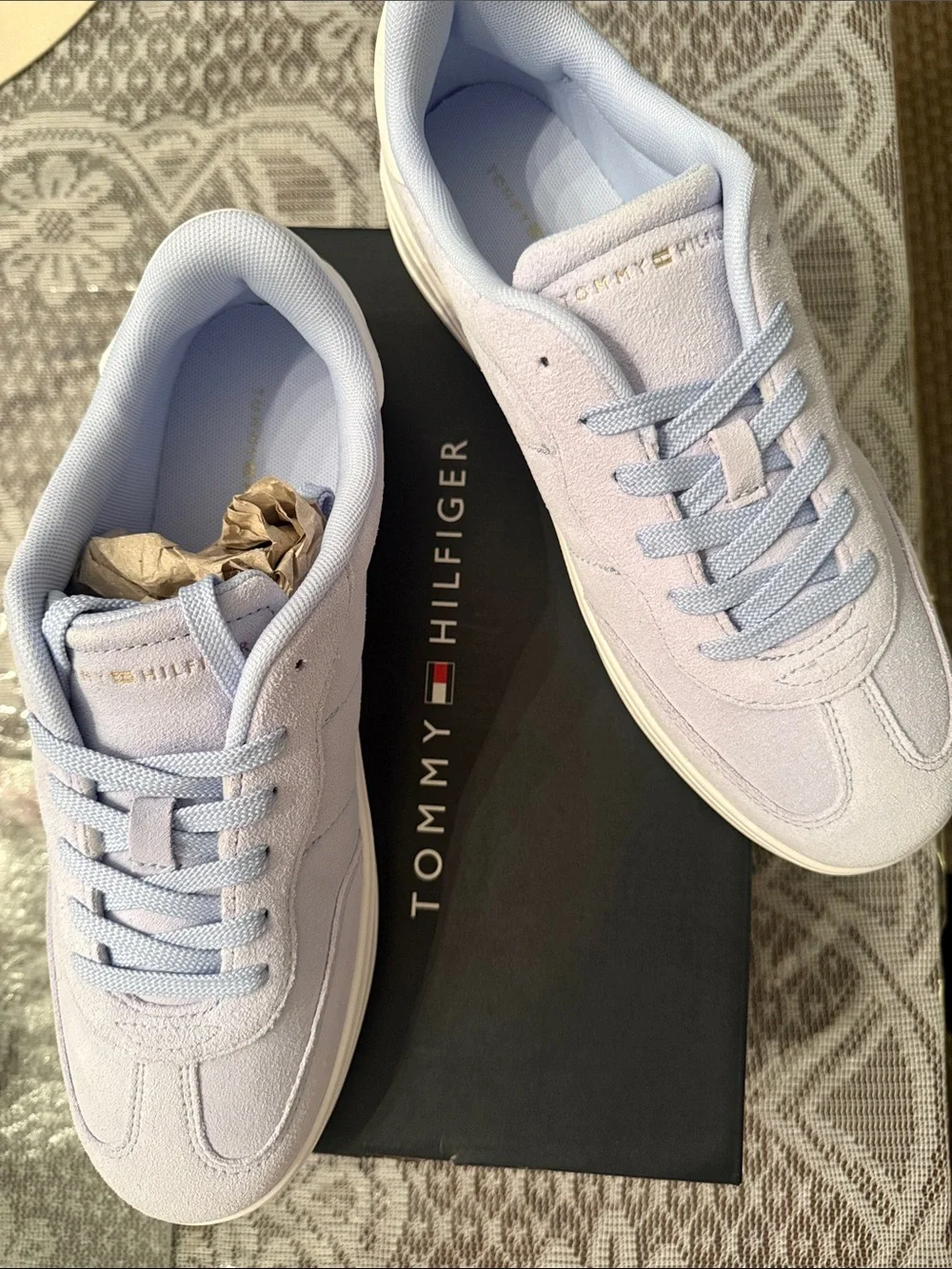 Tommy Hilfiger Light Blue Suede Low-Top Sneakers